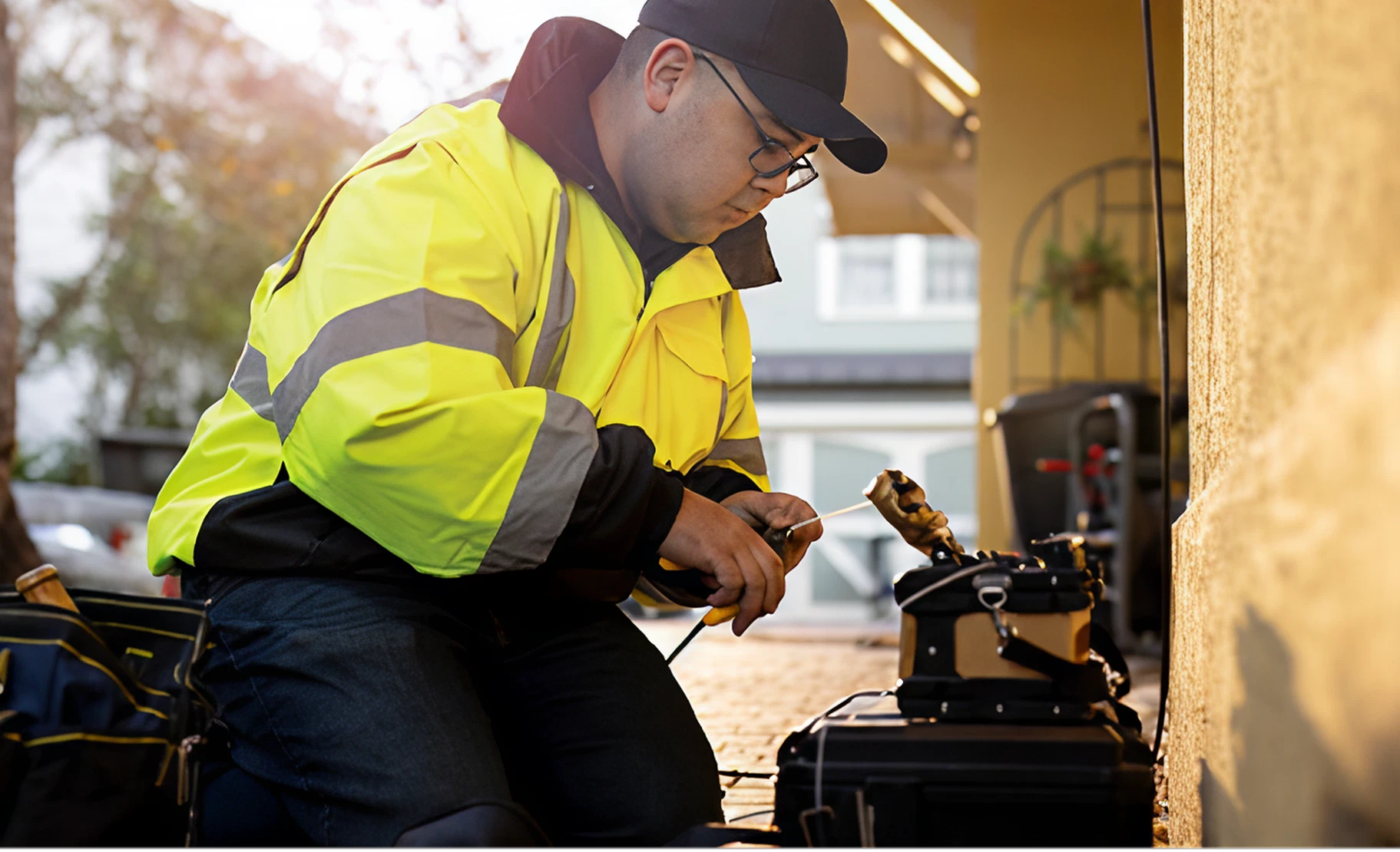 An Optimum associate shares information about the Optimum e-Tailer partner program with a business owner. 