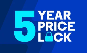 5 Year Price Lock badge on blue background